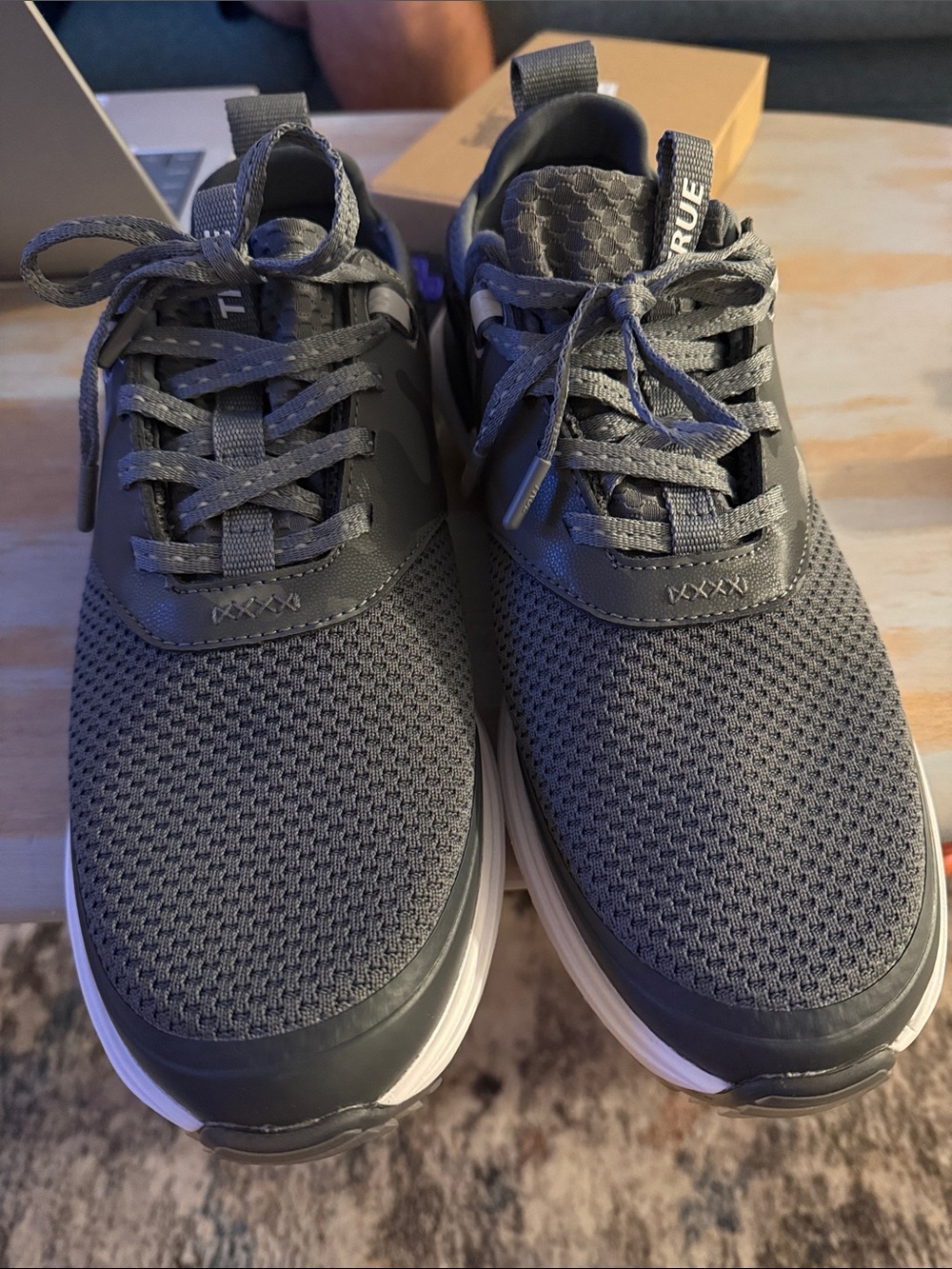 Men's Grey Mesh Athletic Sneakers with Cushioned Sole